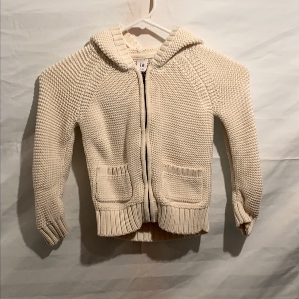 Baby Gap Size 5T Cream Knit Hooded Jacket!!